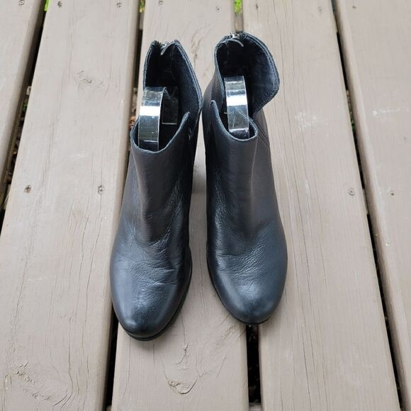 Lucky Brand Orsann Black Leather Stacked Chunky Block Heel Split Ankle Boots 9.5 - Picture 4 of 8